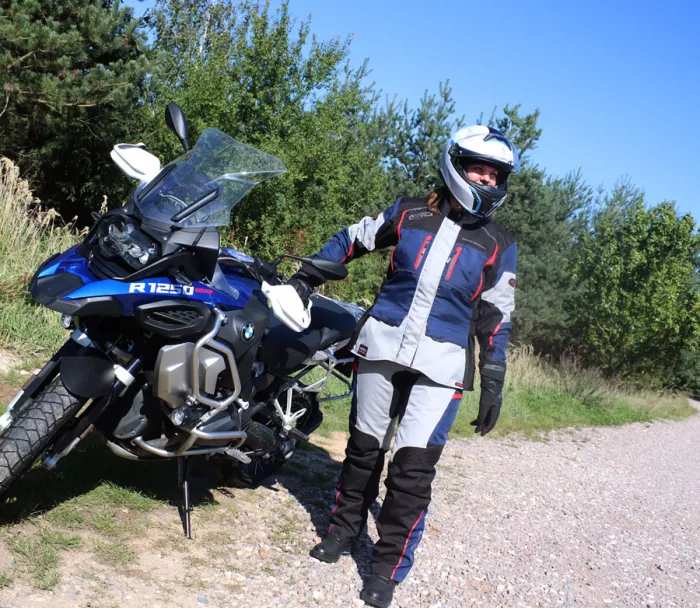 Dámské kalhoty na moto XRC Winkle 2.0 WTP adventure grey/black/blue