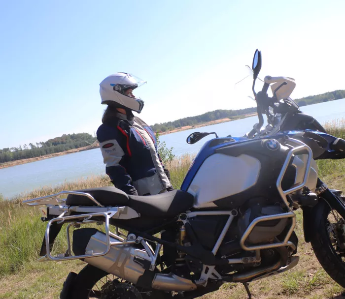 Dámská bunda na moto XRC Winkle 2.0 WTP adventure black/grey/blue/red