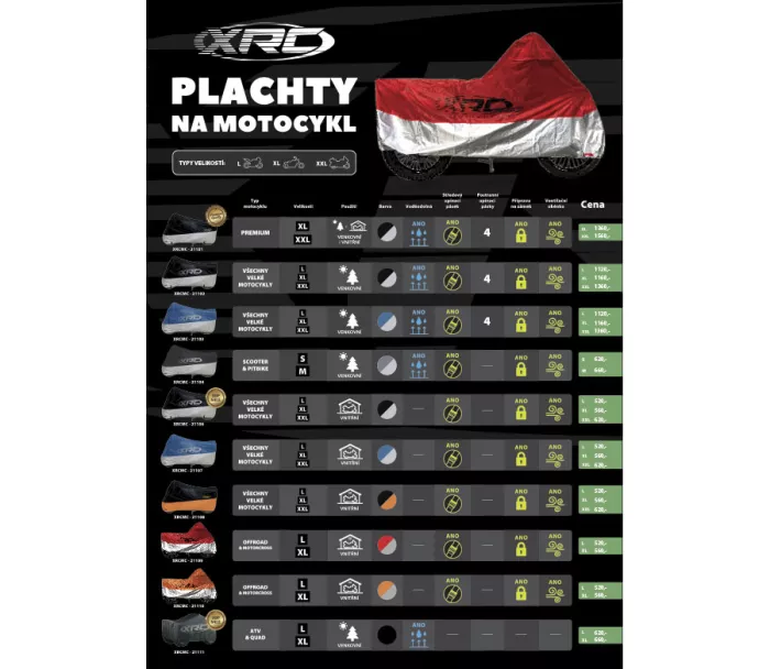 Plachta na motocykl XRC Outdoor black/silver vel. XL